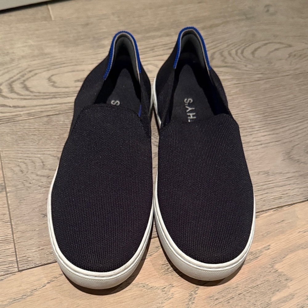 Rothy's Black and Blue Slip-On Loafers size 9.5